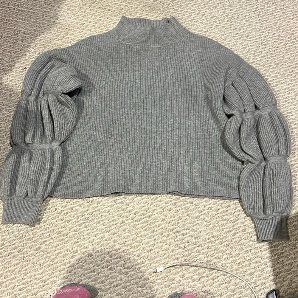 Hem & Thread Mark neck puffy sleeve sweater